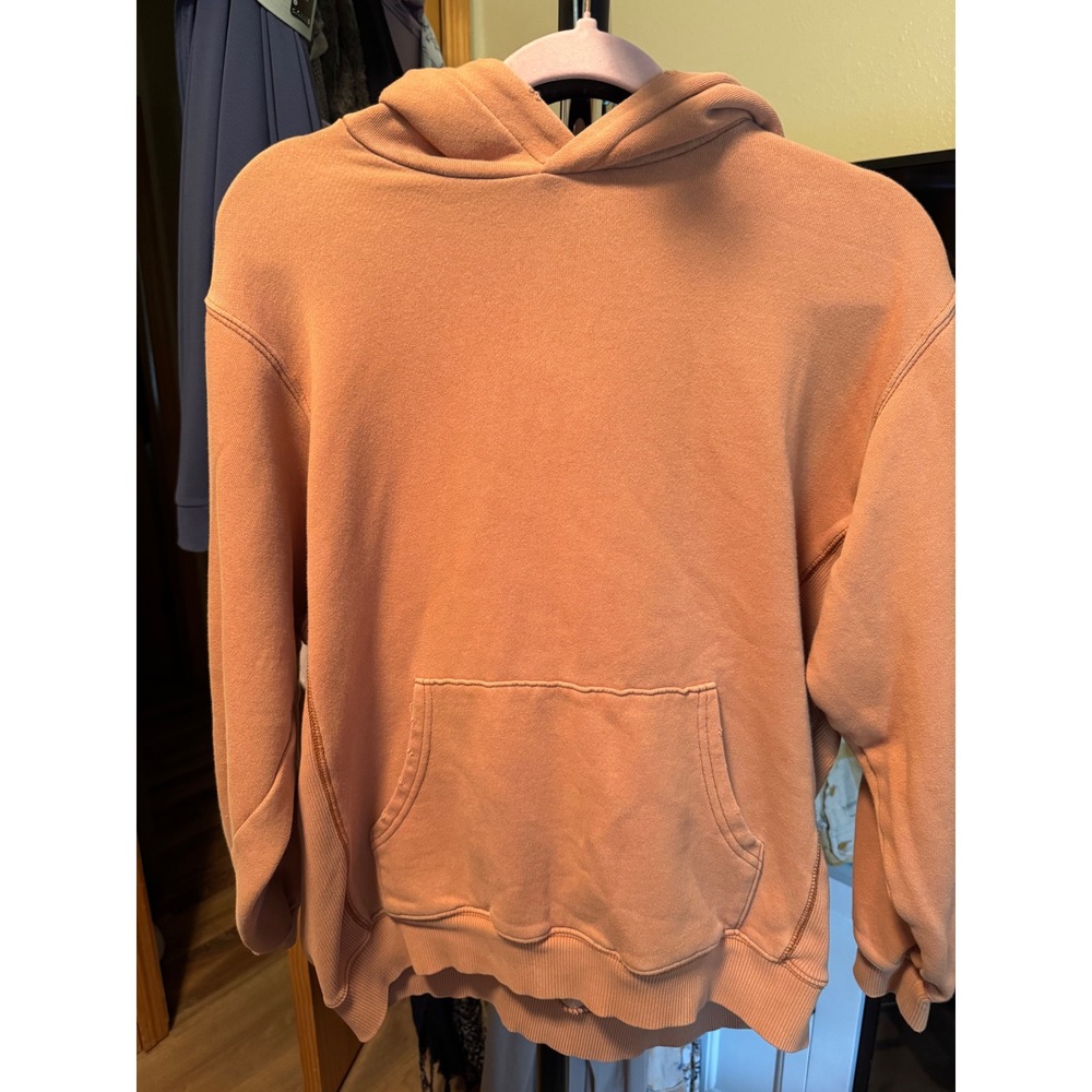 Aerie Women XS Clay Orange Oversized Fleece Hoodie Sweatshirt 07/21 2653